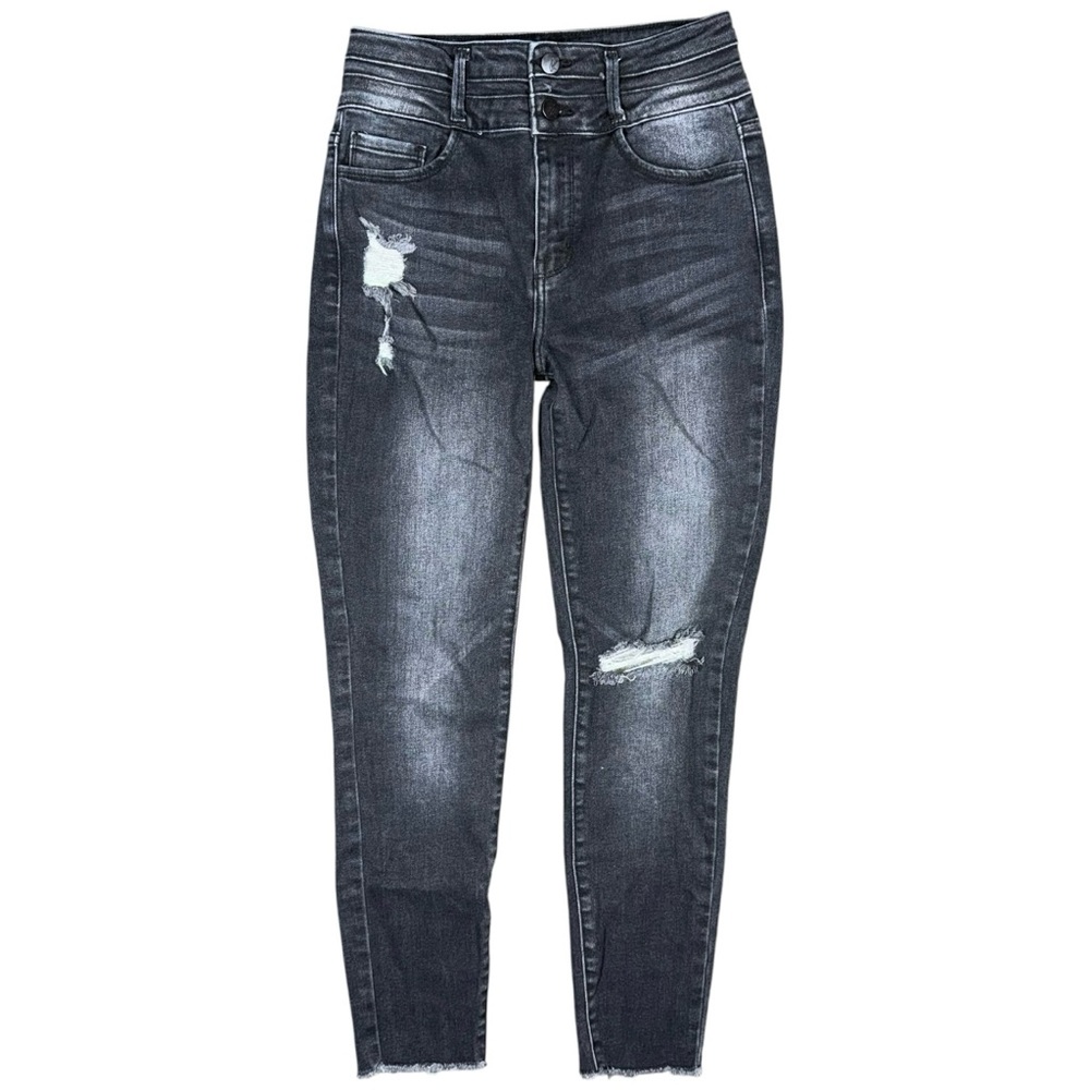 Buckle Kancan Ultra High Rise Skinny Jeans Black Aimi Distressed Size 28 Stretch